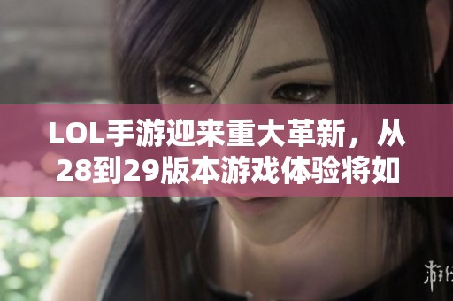 LOL手游迎来重大革新，从28到29版本游戏体验将如何全面提升