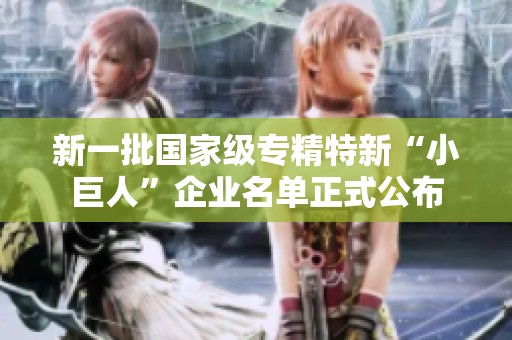 新一批国家级专精特新“小巨人”企业名单正式公布