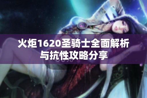 火炬1620圣骑士全面解析与抗性攻略分享