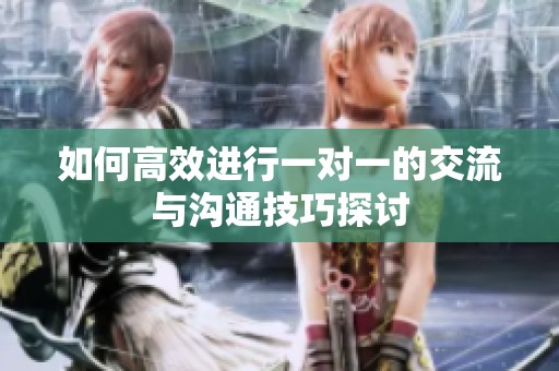 如何高效进行一对一的交流与沟通技巧探讨