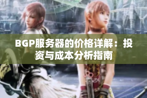 BGP服务器的价格详解：投资与成本分析指南