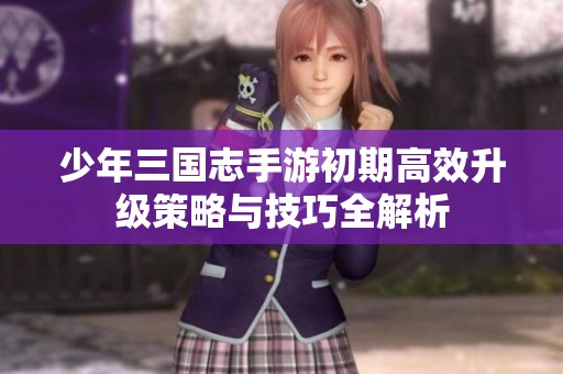 少年三国志手游初期高效升级策略与技巧全解析
