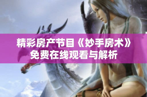 精彩房产节目《妙手房术》免费在线观看与解析