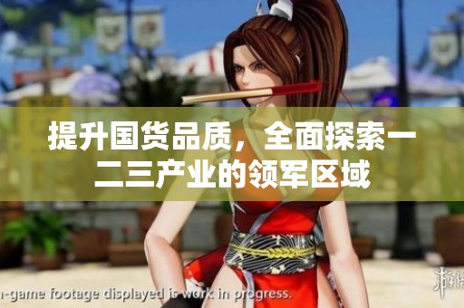 提升国货品质，全面探索一二三产业的领军区域