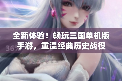 全新体验！畅玩三国单机版手游，重温经典历史战役