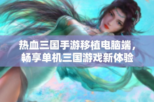 热血三国手游移植电脑端，畅享单机三国游戏新体验
