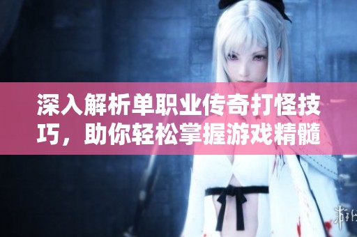 深入解析单职业传奇打怪技巧，助你轻松掌握游戏精髓