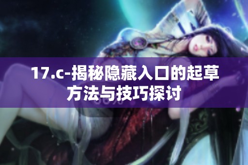 17.c-揭秘隐藏入口的起草方法与技巧探讨