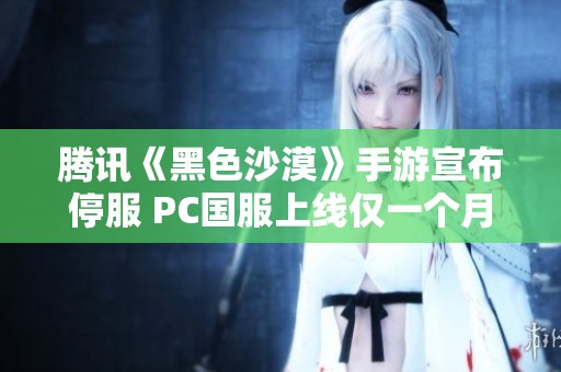 腾讯《黑色沙漠》手游宣布停服 PC国服上线仅一个月后的消息震惊玩家