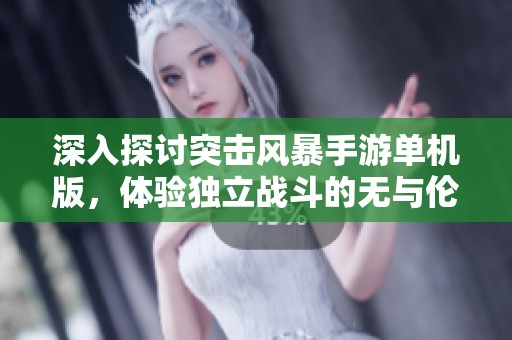 深入探讨突击风暴手游单机版，体验独立战斗的无与伦比乐趣