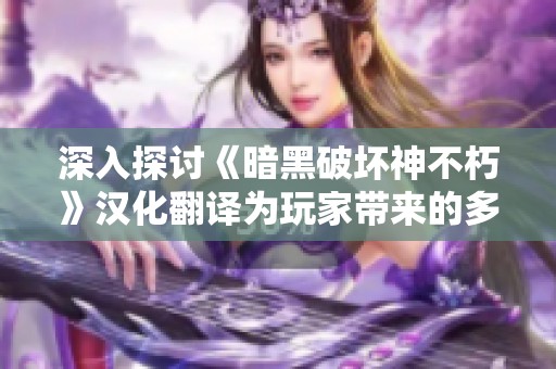 深入探讨《暗黑破坏神不朽》汉化翻译为玩家带来的多重便利与体验提升