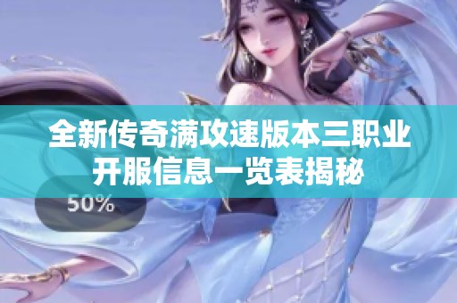 全新传奇满攻速版本三职业开服信息一览表揭秘