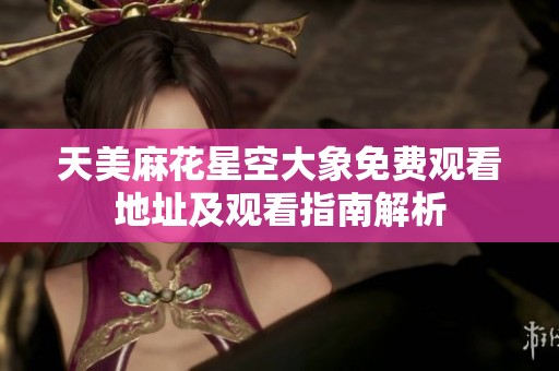天美麻花星空大象免费观看地址及观看指南解析