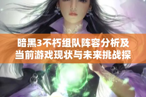 暗黑3不朽组队阵容分析及当前游戏现状与未来挑战探讨