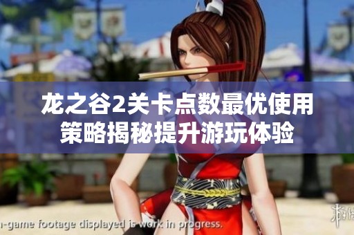 龙之谷2关卡点数最优使用策略揭秘提升游玩体验