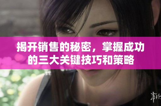 揭开销售的秘密，掌握成功的三大关键技巧和策略
